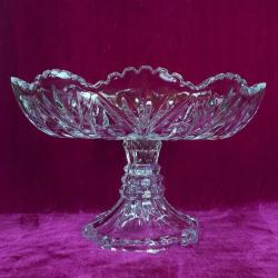 VINTAGE OVAL FORMLU , AYAKLI KRİSTAL CAM MEYVELİK , JARDİNYER