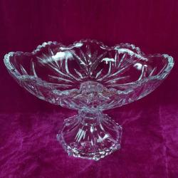 VINTAGE OVAL FORMLU , AYAKLI KRİSTAL CAM MEYVELİK , JARDİNYER