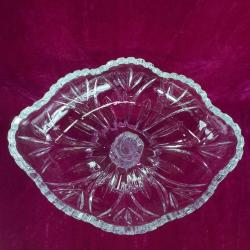 VINTAGE OVAL FORMLU , AYAKLI KRİSTAL CAM MEYVELİK , JARDİNYER