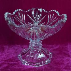 VINTAGE OVAL FORMLU , AYAKLI KRİSTAL CAM MEYVELİK , JARDİNYER