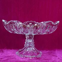 VINTAGE OVAL FORMLU , AYAKLI KRİSTAL CAM MEYVELİK , JARDİNYER