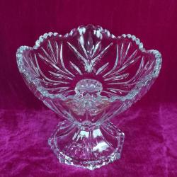 VINTAGE OVAL FORMLU , AYAKLI KRİSTAL CAM MEYVELİK , JARDİNYER