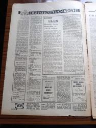 Yön Gazetesi - Turkish Newspaper - 15 Ekim 1965 - masonluk siyon protokolleri ve AP DP tatbikatı yazan Erdoğan Tamer - ortanın solu mu sorumlu yazan Mümtaz Soysal - İmam Hatip okulu sınavına gönderilen köy çocukları - seçim sonuçları Washington'u sevindirdi - Süleyman Demirel Suat Hayri Ürgüplü halef selef Fotoğrafı - CIA'nın marifetleri - TPAO üretim durumu - devrimciliği yitirince yazan İlhan Selçuk - Süleyman Demirel'in seçim konuşmaları yazan Ekmekçi - seçimlerden sonra yazan Fethi Naci - doların zaferi yazan Mehmet Kemal - Muslih Fer yazan Nimet Arzık - Müteahhit İzzettin Turanlı'nın Demirel iktidarı için çevirdiği entrikalar Fotoğrafı - Osman Bölükbaşı ve Süleyman Demirel İzzettin Turanlı aracılığıyla bir araya geldikten sonra Ankara Palas'ta verilen kokteyl'de Fotoğrafı - Bulgaristan izlenimleri 2 canlandırılmış köyler yazan Fakir Baykurt - Atatürk'ün Derneği mi Nasır Zeytinoğlu'nun çiftliği mi yazan İffet Aslan - Picasso resim sanatının P Vitamini - Bertolt Brecht