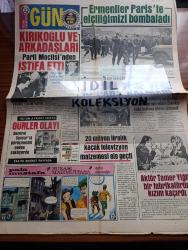 Gün Gazetesi - Turkish Newspaper - 5 Nisan 1973 - CHP Genel sekreteri Kamil Kırıkoğlu ve arkadaşları Parti meclisinden istifa etti Fotoğraf - Orhan Eyüboğlu CHP'nin yeni genel sekreteri seçildi - Ermeniler Paris'te elçiliğimizi bombaladı - belediye ruhsatı bulundurmadığı için para cezasına çarptırılan ikinci kez yakalandığında da çalışmaktan men edilmek istenen şoför Mevlüt Akbağlı memurların üzerine yürüdü Fotoğrafı - şoförün şarkısı vergi vere vere 10 para kalmadı - Aktör Tamer Yiğit  bir fabrikatörün kızını kaçırdı - Tamer Yiğit terk ettiği sevgilisi şarkıcı Sevim Tuna ile Fotoğrafı - 20 milyon liralık Kaçak televizyon malzemesi ile geçti - Pala Mustafa Burası Mahmutpaşa çizen Aydın Aliustaoğlu - bulmaca - Aşık Veysel şiirleri - Sadık Usta'nın garajı köşesi - Gürler olayı yazan Mehmet Kemal yazı dizisi - Bir kamyonda değerli 3 parça tarihi eser ele geçirildi - Dünyayı aydınlatan nur peygamber efendimizin hayatı yazan ve çizen Münif Fehim - Balıkesir Kız Enstitüsü voleybol takımı