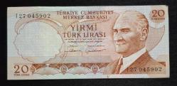 6. Emisyon 20 Türk Lirası I27 ÇÇT KAĞIT PARA (LEKELİ)