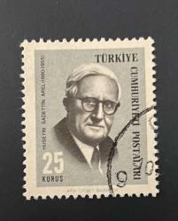 Türk Pulu - Turkish Stamp -  Postadan Geçmiş Pul Filateli - DAMGALI - HÜSEYİN SADETTİN AREL (1880-1955) TEMALI PUL, 25 KURUŞ- Türkiye Cumhuriyeti - NOSTALJİK DOĞUM GÜNÜ HEDİYESİ