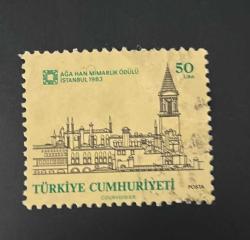 Türk Pulu - Turkish Stamp -  Postadan Geçmiş Pul Filateli - DAMGALI - AĞA HAN MİMARLIK ÖDÜLÜ İSTANBUL 1983 TEMALI PUL, 50 LİRA - Türkiye Cumhuriyeti - NOSTALJİK DOĞUM GÜNÜ HEDİYESİ
