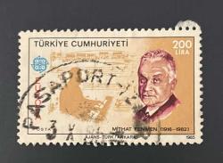 Türk Pulu - Turkish Stamp -  Postadan Geçmiş Pul Filateli - DAMGALI - MİTHAT FENMEN (1916-1982) TEMALI PUL, 200 LİRA- Türkiye Cumhuriyeti - NOSTALJİK DOĞUM GÜNÜ HEDİYESİ