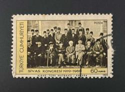 Türk Pulu - Turkish Stamp -  Postadan Geçmiş Pul Filateli - DAMGALI - SİVAS KONGRESİ 1919-1969 TEMALI PUL , 60 KURUŞ - Türkiye Cumhuriyeti - NOSTALJİK DOĞUM GÜNÜ HEDİYESİ