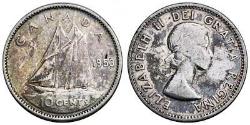 KANADA 1953 YILI 10 CENT GÜMÜŞ ÇÇT 2.3 GR.