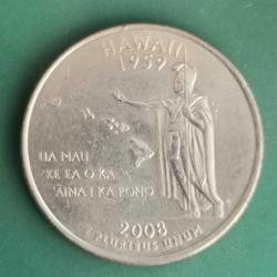 AMERİKA  2008 D   ÇEYREK DOLAR  25 CENT    HATIRA   50 Eyalet Çeyreklikleri - Hawaii