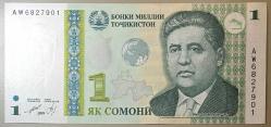 1999 Tacikistan 1 Somoni Çil Kondisyonda Koleksiyonluk Yabancı Kağıt Para