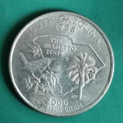 AMERİKA 2000  P    25 CENT  ÇEYREK DOLAR     HATIRA   50 Eyalet Çeyreklikleri - Güney Karolina