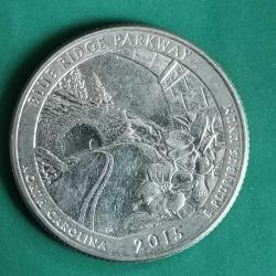 AMERİKA   2015 D    25 CENT  ÇEYREK DOLAR     HATIRA  Güzel Amerika Çeyrekleri - Mavi Ridge Park Yolu