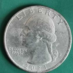 AMERİKA   2021 P     25 CENT  ÇEYREK DOLAR     HATIRA    George Washington - Delaware'i Geçmek