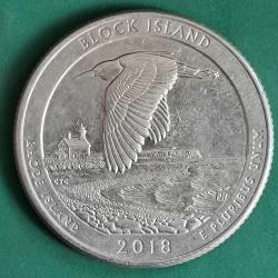 AMERİKA   2018  P     25 CENT  ÇEYREK DOLAR     HATIRA    Güzel Amerika Çeyrekleri - Block Island National Wildlife Refuge