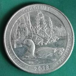 AMERİKA   2018  D     25 CENT  ÇEYREK DOLAR     HATIRA    Güzel Amerika Çeyrekleri - Voyageurs Ulusal Parkı