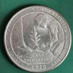 AMERİKA   2020  P     25 CENT  ÇEYREK DOLAR     HATIRA   Güzel Amerika Çeyrekleri - Marsh-Billings-Rockefeller