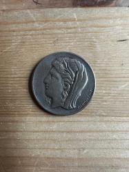 1930 Yunanistan 10 Drahmi Gümüş Athena Portre . 6.9 gram