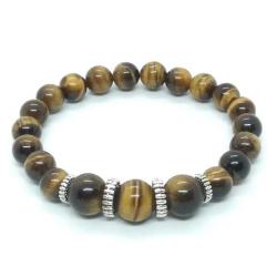 Doğal Kaplan Gözü Taşlı Özel Tasarım Unisex Bileklik - 8mm & 10mm