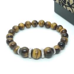 Doğal Kaplan Gözü Taşlı Özel Tasarım Unisex Bileklik - 8mm & 10mm