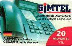 K = UZAK ARAMA KARTI ( SİMTEL - 20  YTL ) TEMİZ ve NADİR