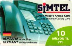 K = UZAK ARAMA KARTI ( SİMTEL - 10  YTL ) TEMİZ ve NADİR