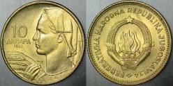 YUGOSLAVYA 10 DİNAR 1955 TİTO DÖNEMİ. ÇİL(-)