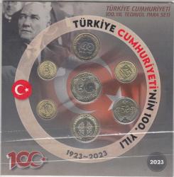 1923-2023 100. YIL HATIRA MADENİ PARA SETİ - ÖZEL BASKI KİTİNDE / ÇİL KONDİSYON