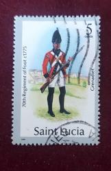 Karayip Denizi Santa Lucia Adası-damgalı pul