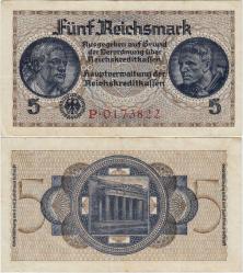 ALMANYA 5 MARK NAZİ İŞGAL TOPRAKLARI PARASI. 1939-44 ARASI KULLANILMIŞTIR. ÇÇT(-)