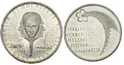Türkiye 50 Lira, 1973 Gümüş 13 gr Cumhuriyetin 50. Yılı