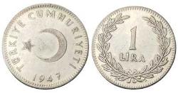 Türkiye 1 Lira, 1947 Gümüş 7.50 gr