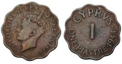 Kıbrıs 1 Piastre, 1944 Kral George VI (1937 - 1952)