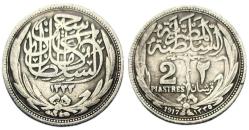 Mısır 2 Piastre, 1335 (1917) Gümüş 2.80 gr