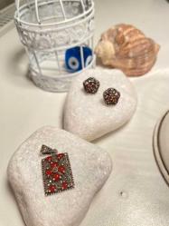 Vintage Akik Küpeler 925 Gümüş