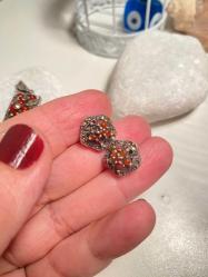 Vintage Akik Küpeler 925 Gümüş