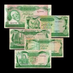 LİBYA (1981) - 10, 5, 1, 1/2, 1/4 Dinar (5'li TAM SET - Temiz 6,0/10)