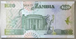 1992 Zambia 20 Kwacha Çil Kondisyonda Koleksiyonluk Yabancı Kağıt Para