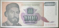 1994 Yugoslavya 1000 Dinar Çil Kondisyonda Koleksiyonluk Yabancı Kağıt Para