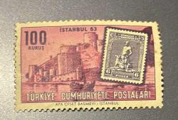Türk Pulu - Turkish Stamp -  Postadan Geçmiş Pul Filateli - İSTANBUL 1963 - RUMELİ HİSARI TEMALI PUL, 100 KURUŞ - Türkiye Cumhuriyeti - NOSTALJİK DOĞUM GÜNÜ HEDİYESİ