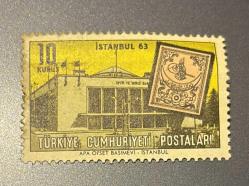 Türk Pulu - Turkish Stamp -  Postadan Geçmiş Pul Filateli - İSTANBUL 1963 - SPOR VE SERGİ SARAYI TEMALI PUL, 10 KURUŞ - Türkiye Cumhuriyeti - NOSTALJİK DOĞUM GÜNÜ HEDİYESİ