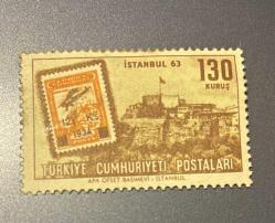 Türk Pulu - Turkish Stamp -  Postadan Geçmiş Pul Filateli - İSTANBUL 1963 - ANKARA KALESİ TEMALI PUL, 130 KURUŞ - Türkiye Cumhuriyeti - NOSTALJİK DOĞUM GÜNÜ HEDİYESİ
