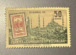 Türk Pulu - Turkish Stamp -  Postadan Geçmiş Pul Filateli - İSTANBUL 1963 - SULTANAHMET CAMİİ TEMALI PUL, 50 KURUŞ - Türkiye Cumhuriyeti - NOSTALJİK DOĞUM GÜNÜ HEDİYESİ