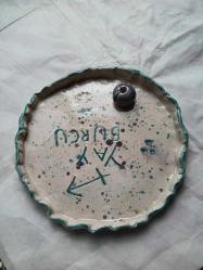 Seramikten yay burcu simgeli tütsülük yada dekoratif tabak