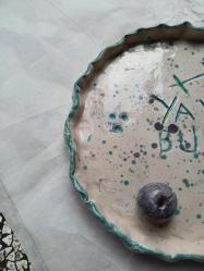 Seramikten yay burcu simgeli tütsülük yada dekoratif tabak