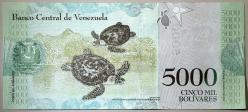 2017 Venezuela 5000 Bolivares Çil Kondisyonda Koleksiyonluk Yabancı Kağıt Para