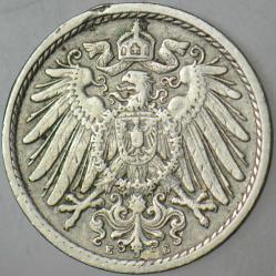 ALMANYA 5 PFENNİG 1905 E. II. WİLHELM DÖNEMİ.