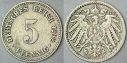 ALMANYA 5 PFENNİG 1902 A. II. WİLHELM DÖNEMİ.