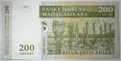 2004 Madagaskar 200 Ariary Çil Kondisyonda Koleksiyonluk Yabancı Kağıt Para